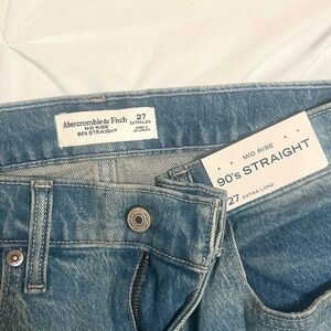 Abercrombie & Fitch Blue Mid Rise 90's Straight Jeans